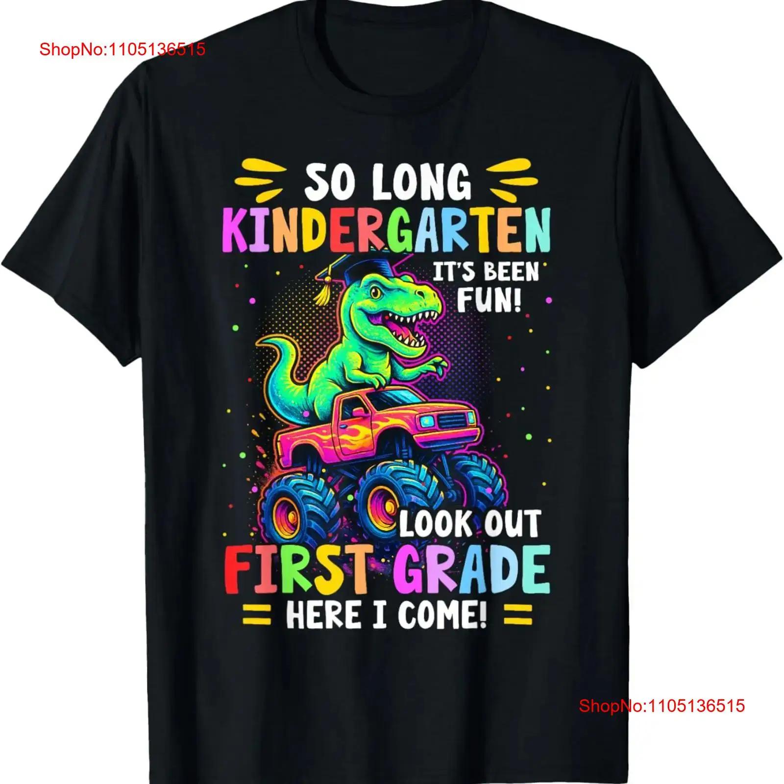 So Long Kindergarten Graduation Monster Truck Dinosaur T Rex Shirt vintage Washed graphic Soft Casual streetwear Slightly S разноцветный