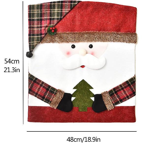6 Pcs Christmas Chair Back Cover for Dining Room, Santa Claus Snowman Reindeer Xmas Dinner Chairs Cover, Chair Slipcover for Kitchen Hotel Holiday