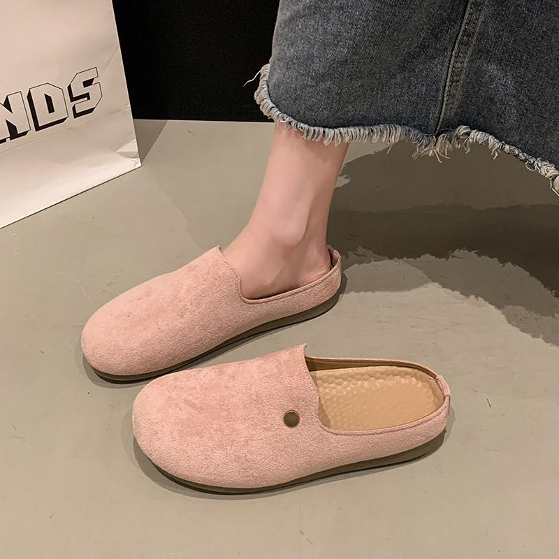 Mode Täckta Tå Flatskor Dam Damslippers Tofflor 2025 Mjuka Retro Täckta Tå Damskor Damtofflor 2025 Platta Mjuka Retro