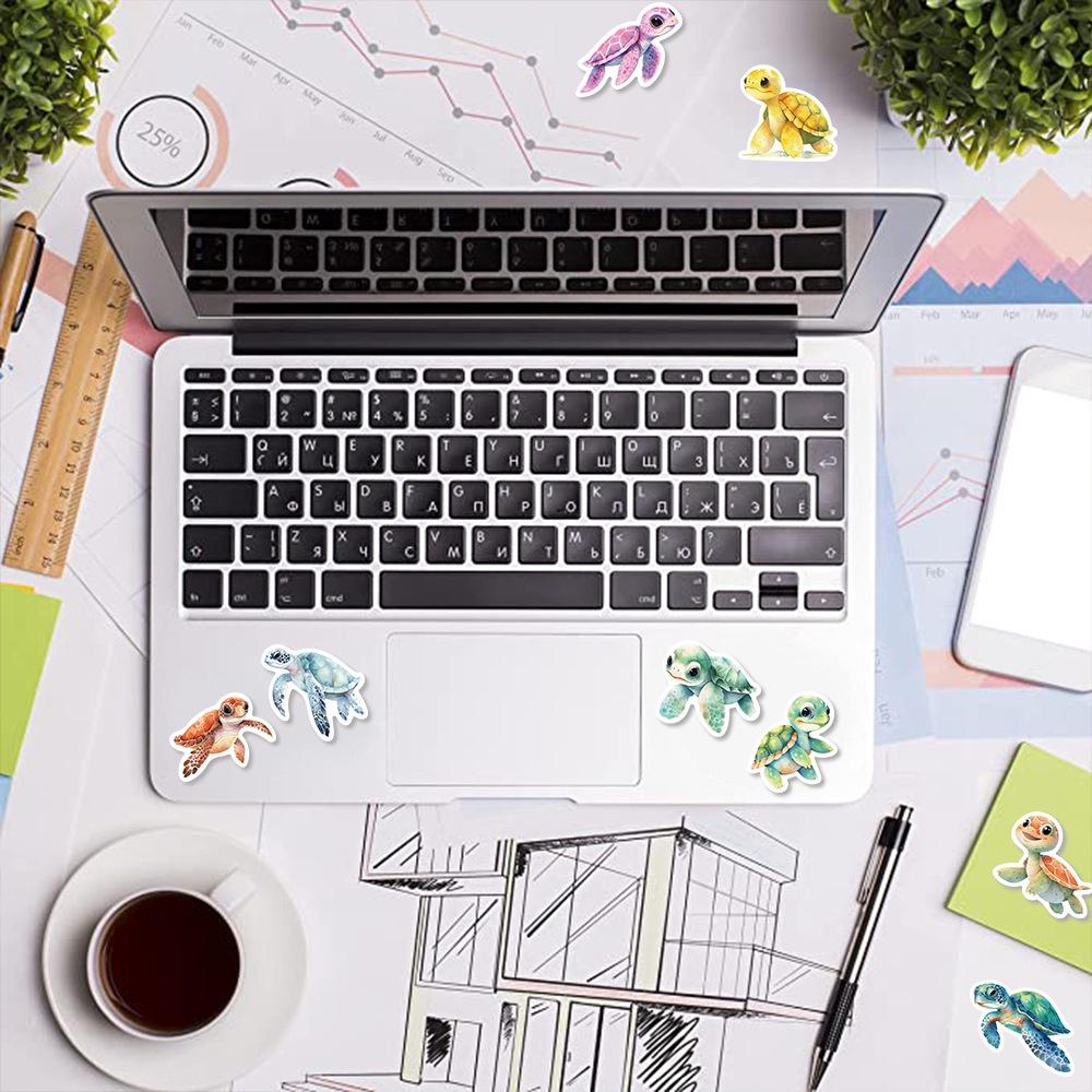 Cute Cartoon Turtle Stickers 50 Waterproof Diy Decals For Guitar Notebook And Luggage