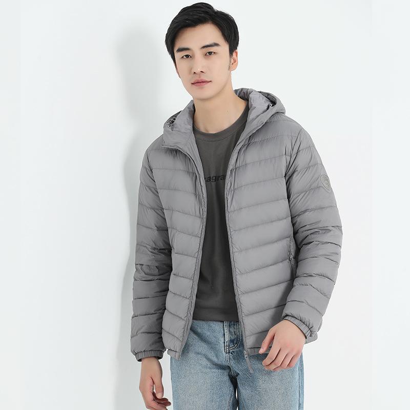 

Мужские упаковываемые пуховики с капюшоном, легкие утепленные зимние куртки для мужчин, походная куртка для путешествий на открытом воздухе XS серый