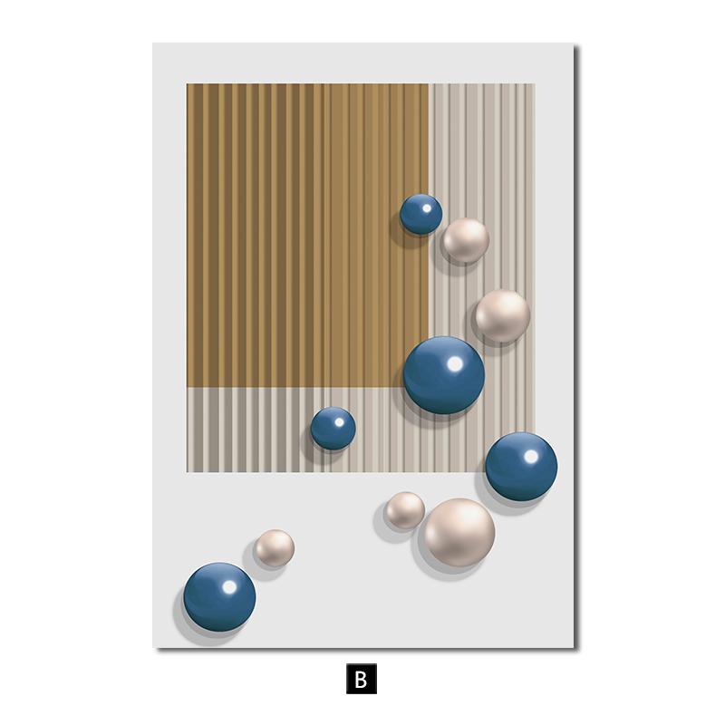 Plagát Plagát z moderného umenia Golden Blue Woman s pierkom Geometrické abstraktné nástenné obrazy pre domácu výzdobu obývacej izby
