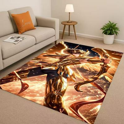 Retro Saint Seiya Shiryu Athena Cartoon Wohnzimmer Rutschfester Teppich für Schlafzimmer Sofa, Leicht zu reinigen Heimdekoration Fußmatte Kinder