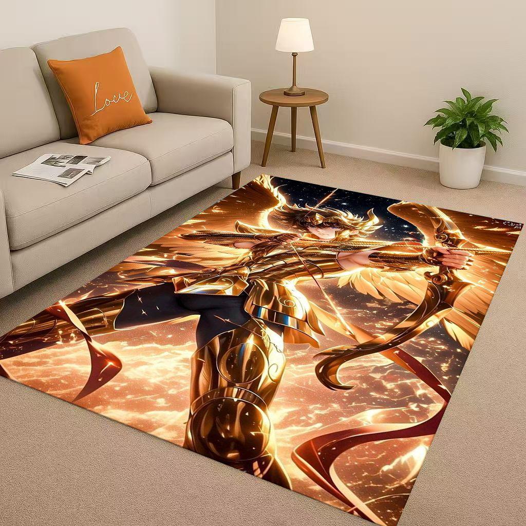 Retro Saint Seiya Shiryu Athena Cartoon Living Room Non Slip Area Rug Carpet for Bedroom Sofa,Easy Clean Home Decor Doormat Kids