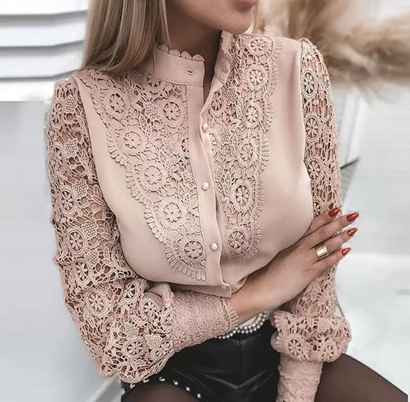 Blouse Solid Color V-Neck Cardigan Women Clothing