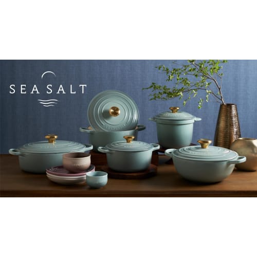 Le Creuset Signature Cocotte Ronde 20cm Cast Iron Enamel Pot, Sea Salt, Gas, Induction, Oven, and Dishwasher Safe [Official Japanese Product]