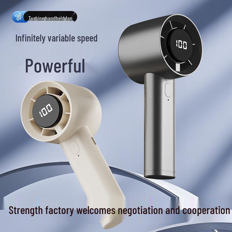 2025 Portable Turbo Mini Fan with USB Charging & Digital Display Regular Handheld Fan