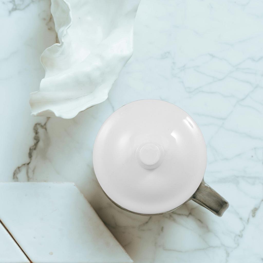 White Ceramic Teapot Lid Mug Lid Replacement Porcelain Cover 7.3cm Round Drink Cup Accessory Coffee Tea Tea Kettle Cover