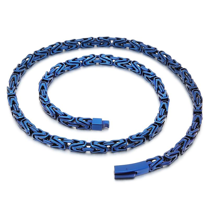 Cadena de eslabones de siete colores de 6 mm estilo vintage para hombre, collar pulido de acero inoxidable, HipHop Bizantino, amuleto colorido para hombre, joyería de Biker