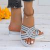 Women's Large Size Spring and Summer New Fashion Rhinestone High Heel Wedge Sandals Women's Muffin Platform Slipper