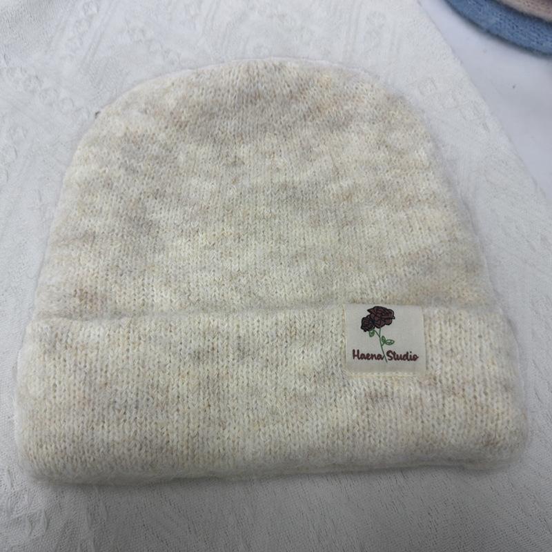 Autumn and Winter Hats for Women Solid Color Knitted Wool Hats Fashionable and Versatile Bag Head Hat Showing Face Small Warm Cold Hat