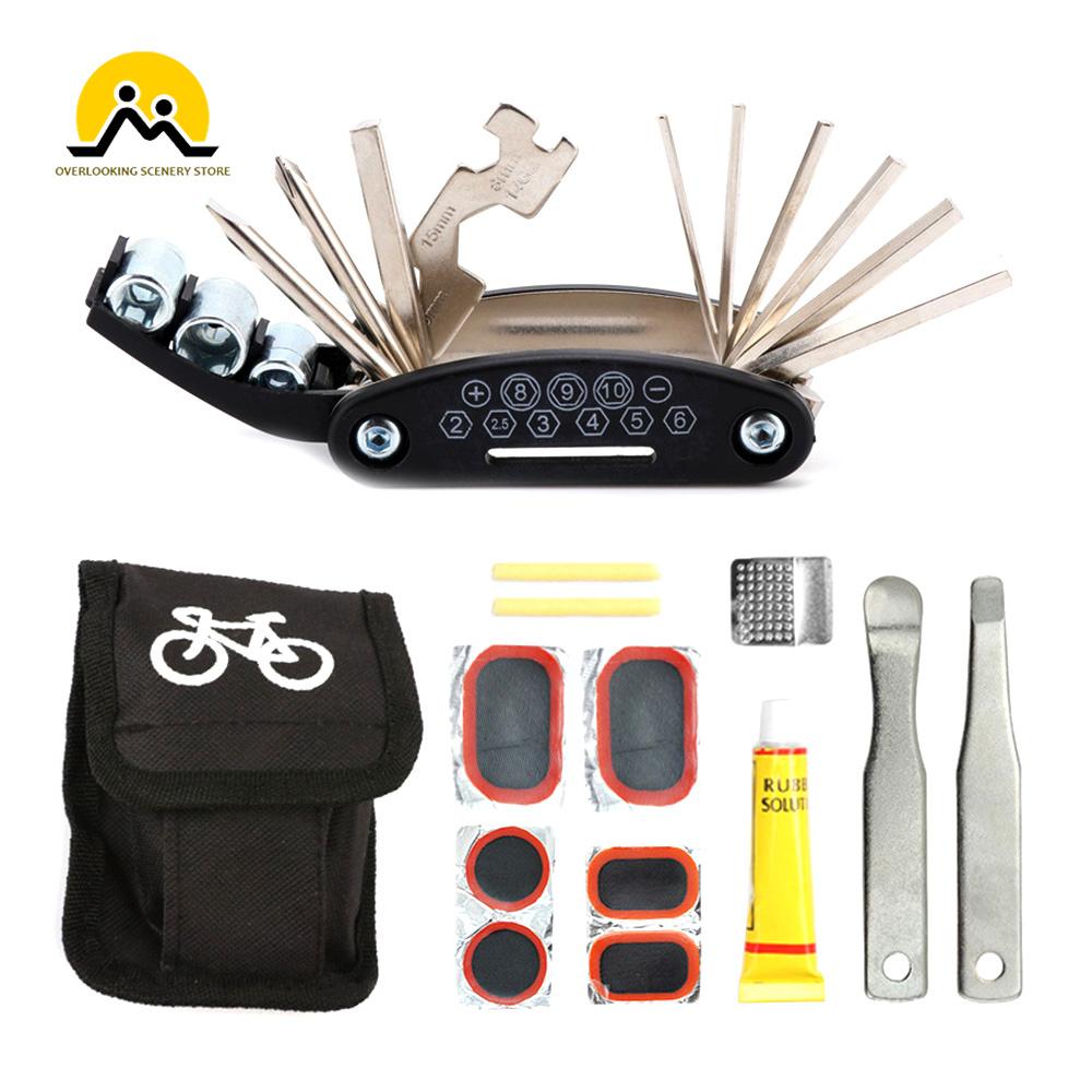 Bicycle Repair Tools Kit Bike Accessories Multi Tool Set With Pump Tire Patch Portable Mountain Road Bike Tire Repair Tool Set