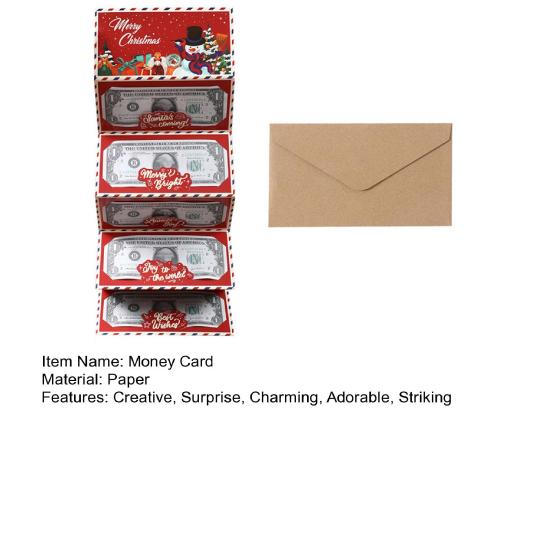 Christmas Money Envelope for Cash Gifts Surprise Gift Card Money Holder with 6 Slots