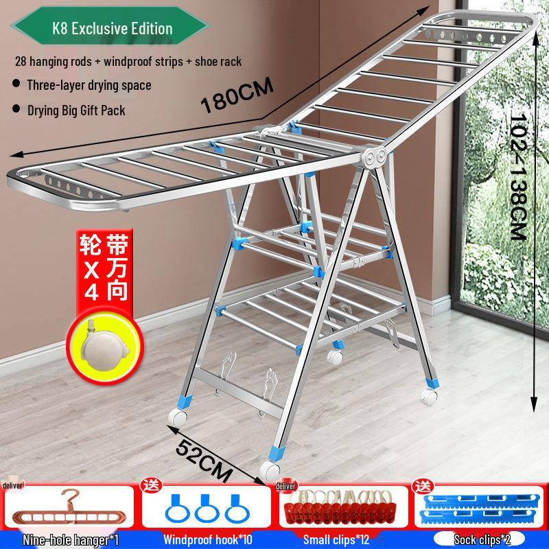 Foldable Stainless Steel Clothes Rack for Indoor/Outdoor Use