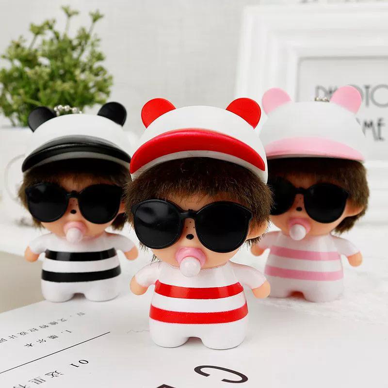 Monchhichi Schlüsselanhänger Cartoon Chhichi Sonnenbrille Spielzeug Schmuck Dekoration Niedliche Schlüsselanhänger Tasche Anhänger Schreibtisch Zubehör Urlaubsgeschenk