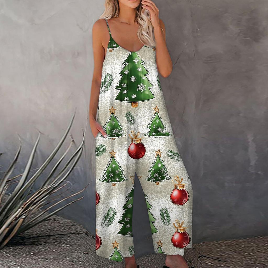 Bedruckter Damen-Overall, lässig, lockerer, verstellbarer Straps-Overall