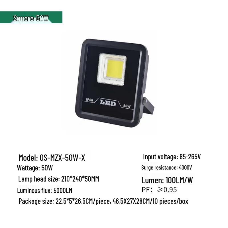 500W Waterproof LED Floodlight for Outdoor, Workshop, and Construction Site - Super Bright High-Power Spotlight