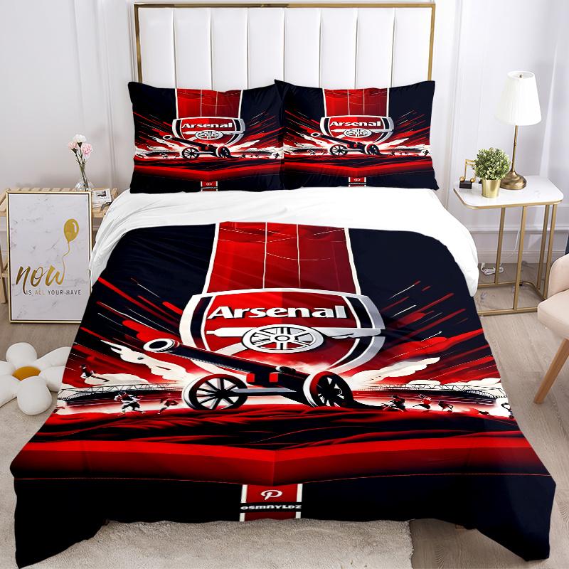 Juego de Ropa de Cama para el Hogar con el Escudo del Arsenal Football Club (3 Piezas) - Traje Universal de Tres Piezas para Dormitorio, Habitación de Invitados, Sala de Estar, Hotel - Regalo Perfecto para Af