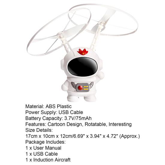 1 Set Induction Aircraft Suspended Rrechargeable Double Fan Smart Sensory Mini Airplane Toy for Kids