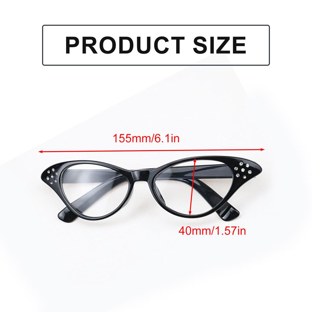 Vintage Glasses for Adult and Kids with Rhinestones Unisex Nerd Styles Clear Lens Glasses for Cosplay Costume Party