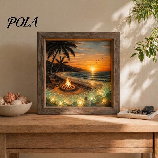 Soft Non-dazzling Night Light LED Photo Frame, Up Picture Wooden with 3D Surround Wall Decor Scenic Art Print, Ambient Lighting for Bedroom