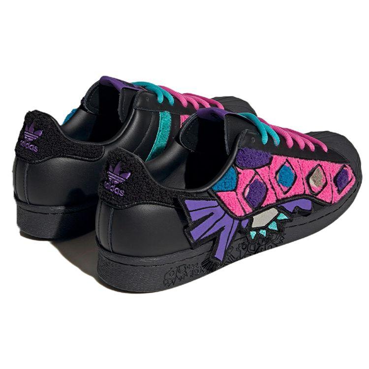 Adidas Originals Han Meilin X  Superstar 80S Chen Long Leather Low-Top Sneakers Unisex Sneakers Black Pink Purple ID4381