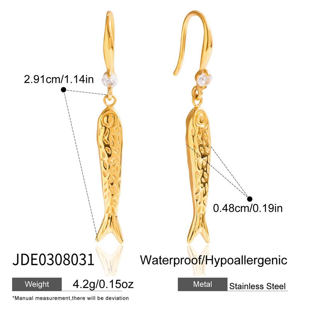Youthway Classic Fish Drop Earrings For Women Minimalist 18K Gold Plated Stainless Steel Earrings Simple Fashion Jewelry Gift
