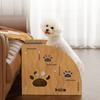 Wooden Dog Stairs Steps Non-Slip Blue Carpeted Steps Sturdy Pet Stairs Safe Pet Ladder Medium Dog Puppy Joint Safety Stairs