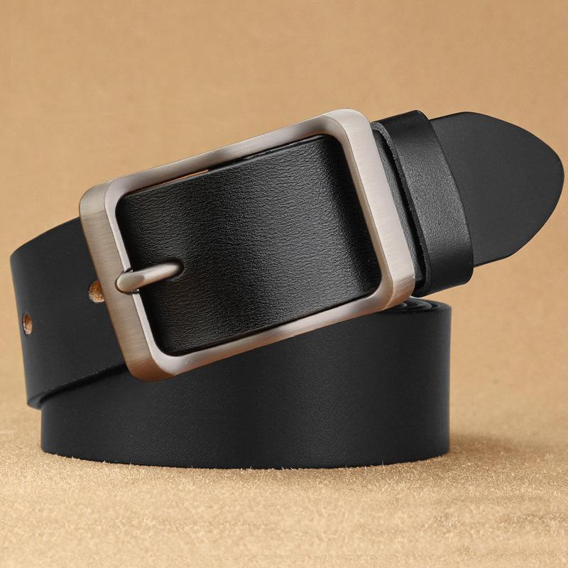 Retro Belt  Men's Genuine Leather Belt Middle Aged and Young People  Versatile Pin Buckle Casual Belt
