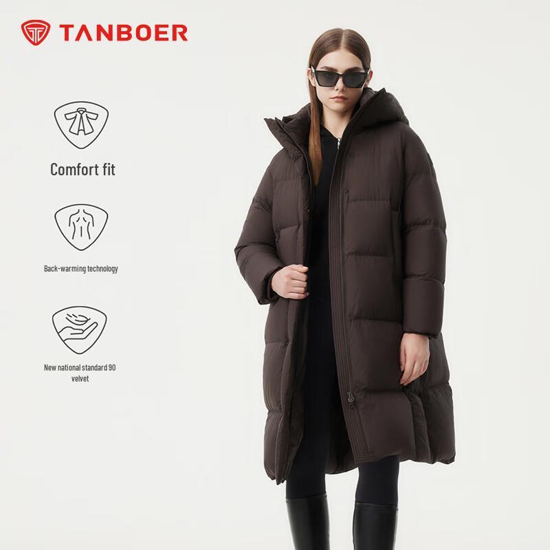 Tanboer Damen TBF530836Z Lange Verdickte Daunenjacke mit Kapuze