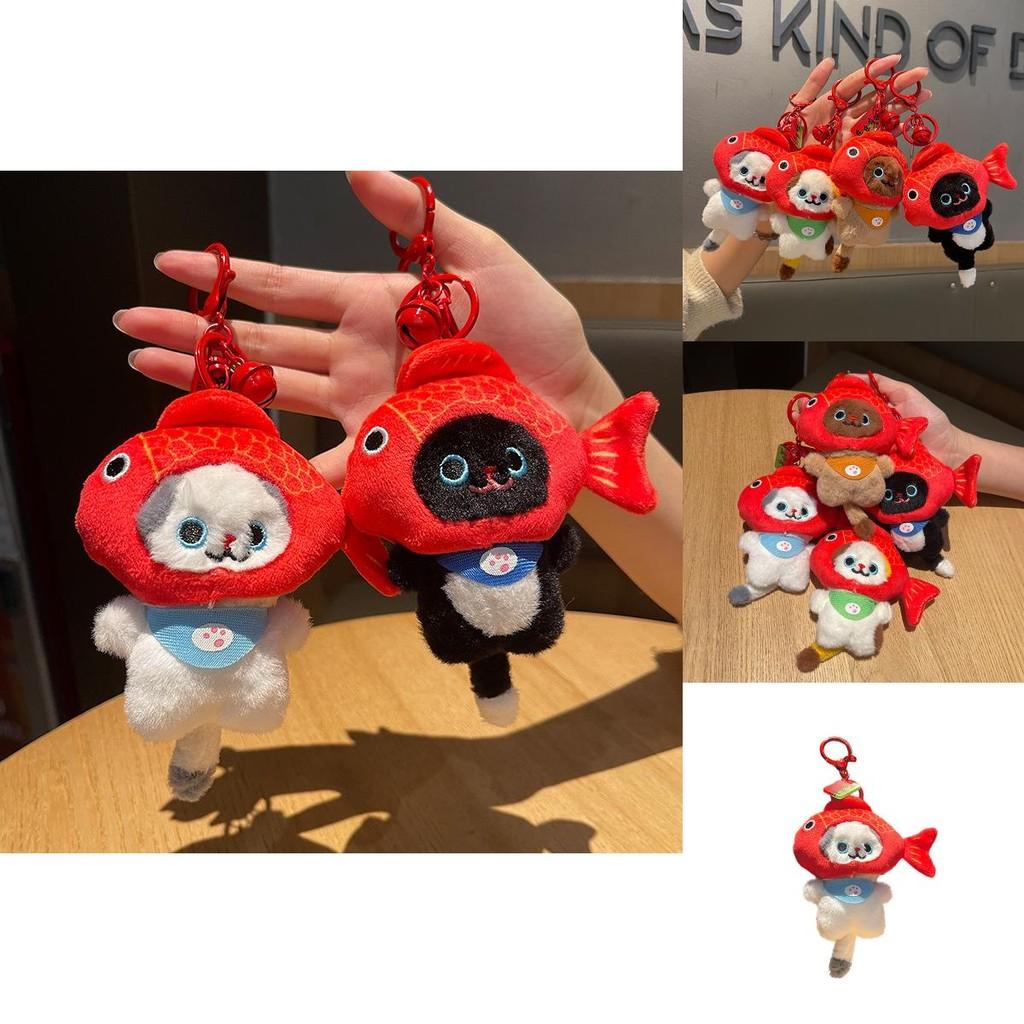 Adorable Koi Cat Plush Keychain Cute Detachable Headset For Bags And Gifts