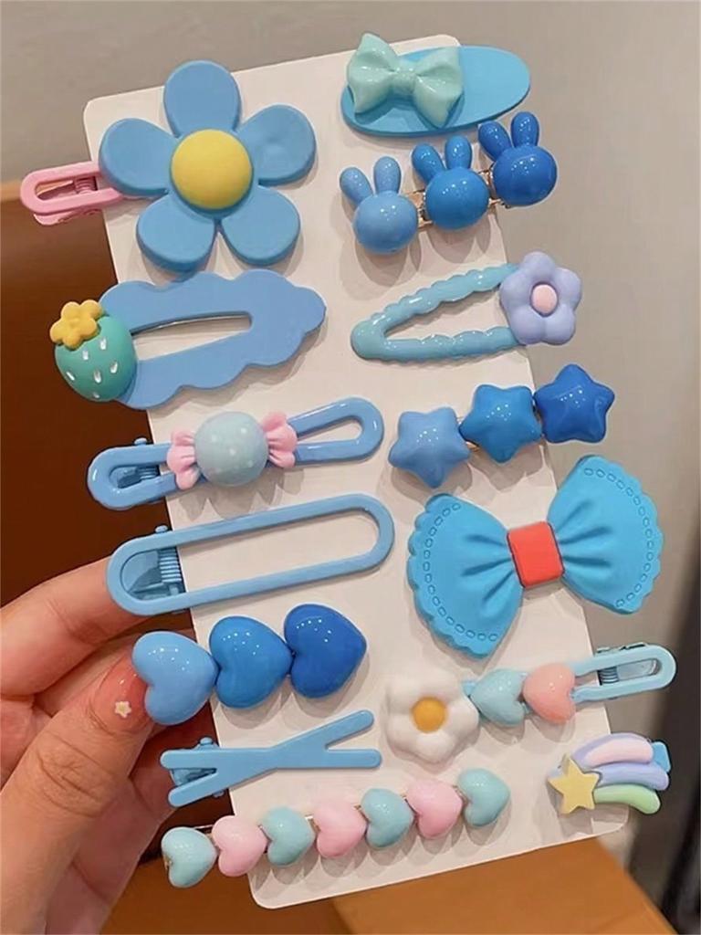 14-teiliges Haarklammer-Set Damen Rosa Haarklammer Floraler Seitenspangen-Clip Bunte Haarklammer Niedliche Bonbonfarbene Haarklammer Kopfschmuck