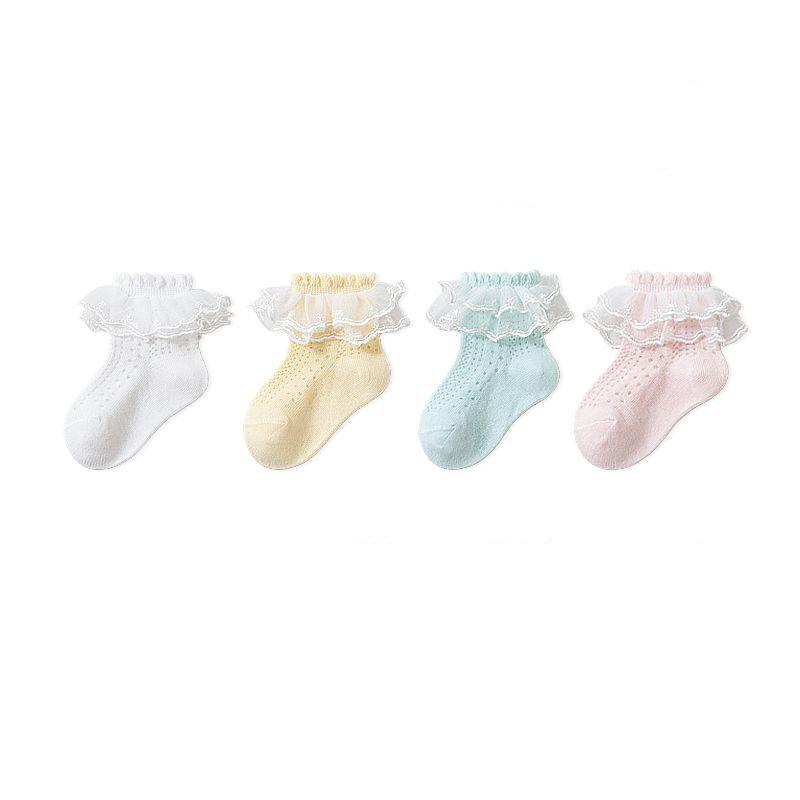 Summer Baby Girl Mesh Socks - Lace Trim, Breathable Cotton, Class A