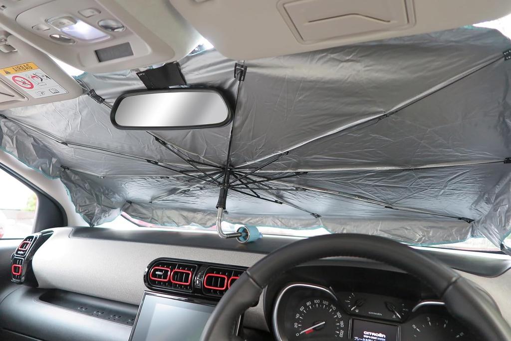 Meiho Doraemon Car Car Shade with Flexible Handle for Windshield Sunshade Umbrella-Shaped 3-Way (DE026)