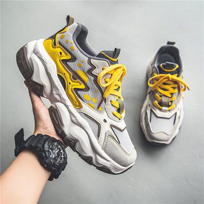 Modische vielseitige Herren-Sneaker Atmungsaktives Mesh Dicksohlige Freizeitschuhe Rutschfeste Laufschuhe Leder Sportschuhe Zapatillas