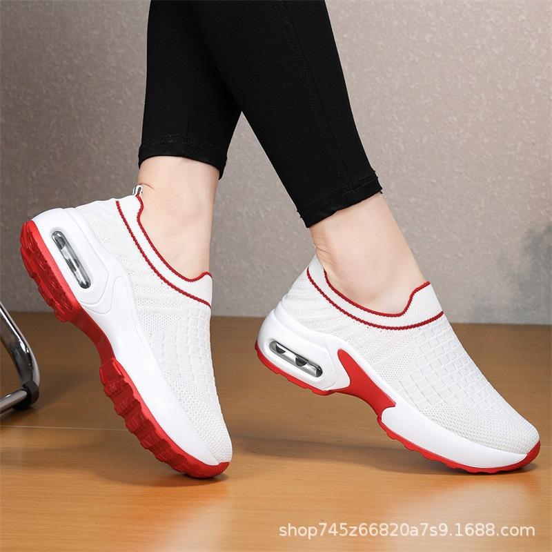 Spring one-pedal women's sports dance shoes soft sole middle heel square dance shoes mesh shuffle dance shoes free