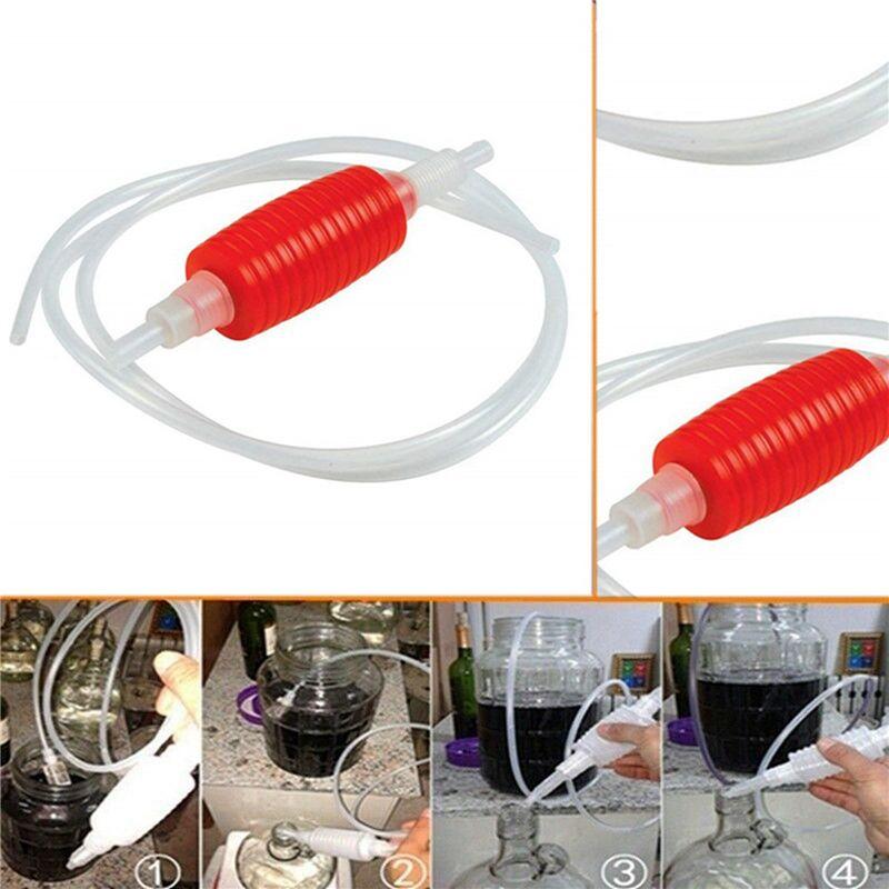 New!4Pcs 1.9Meter Red Syphon Tube Hand Fuel Pump Siphon Hose Gas Oil Water Fuel Transfer Siphon Pump