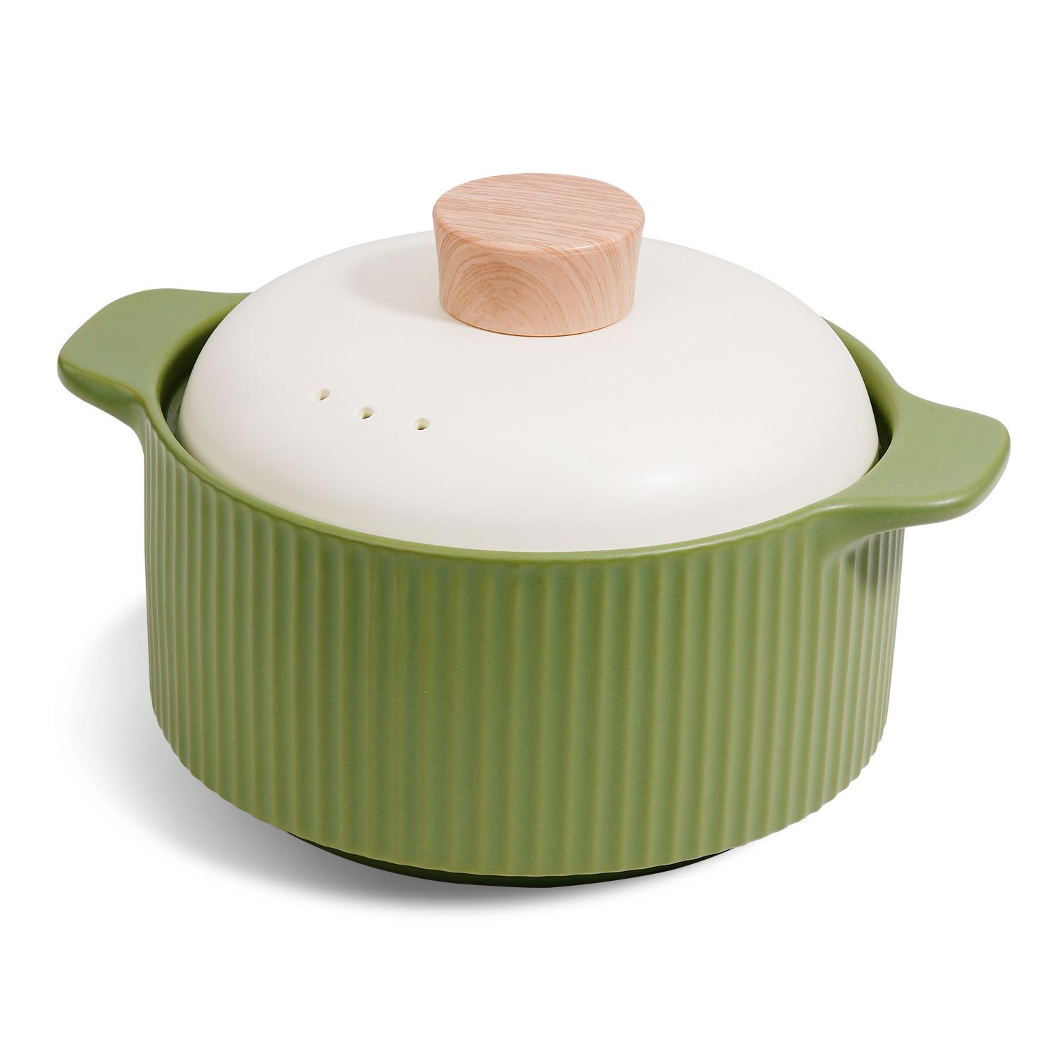 

Керамический горшок для приготовления пищи, Жаростойкий, С антипригарным покрытием, Легко чистить, Подходит для газовых плит, электрических плит и духовок 2-3L зелёный