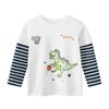 27kids Autumn 2025 Boys' Dinosaur Long-Sleeve Layered T-Shirt