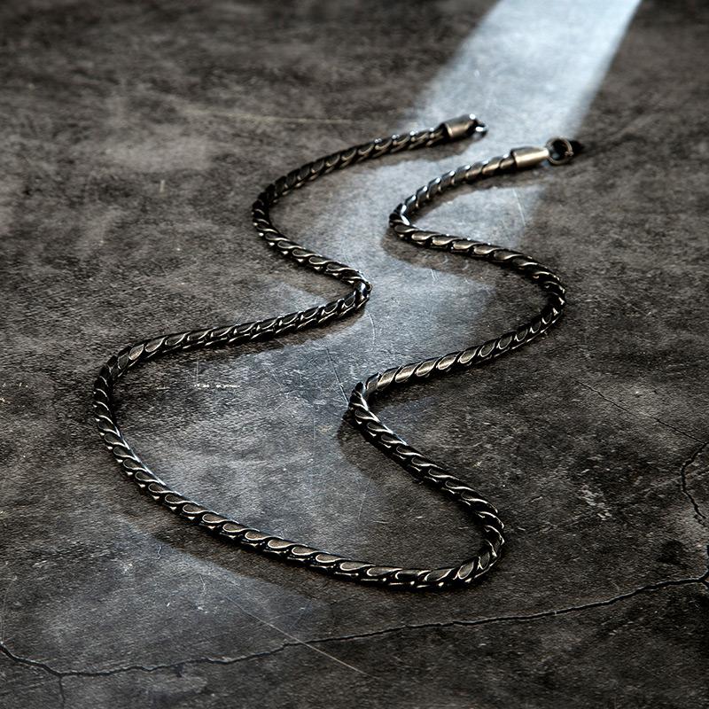 Punk Men Snake Link Chain Necklace Stainless Steel Vintage Oxidized Black Male Choker colar Jewelry Gifts for Him