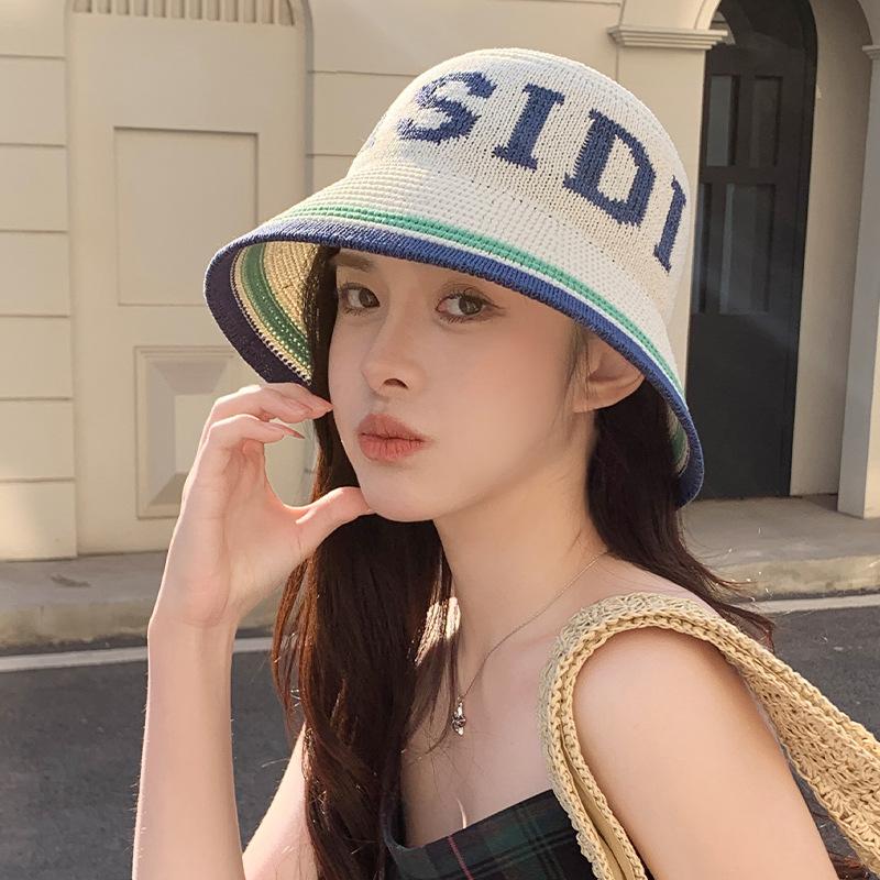New Summer Hat for Women Knitted Fisherman Hat Sun Protection Sun Hat Summer Breathable Face showing Hat