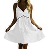 Women's Casual Spaghetti Strap V Neck Hollow Out Dress Summer Lightweight Loose Fit Sleeveless Mini Dress for Outdoor Daily Wear