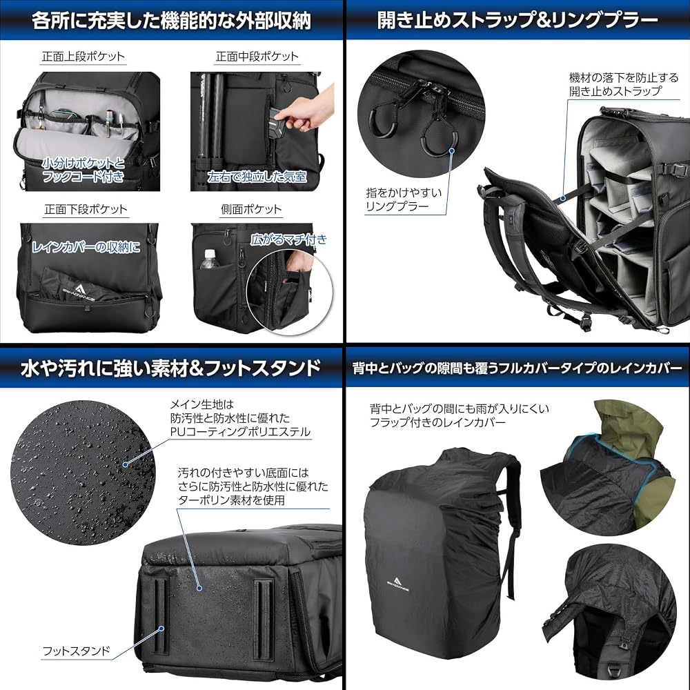 HAKUBA Camera Bag GW-ADVANCE Tank Rear Gate Backpack 26 AZ Black AMZSGWATKRGBP26 4-way Access, Side Access, Rear Opening Type for Enhanced Security 49