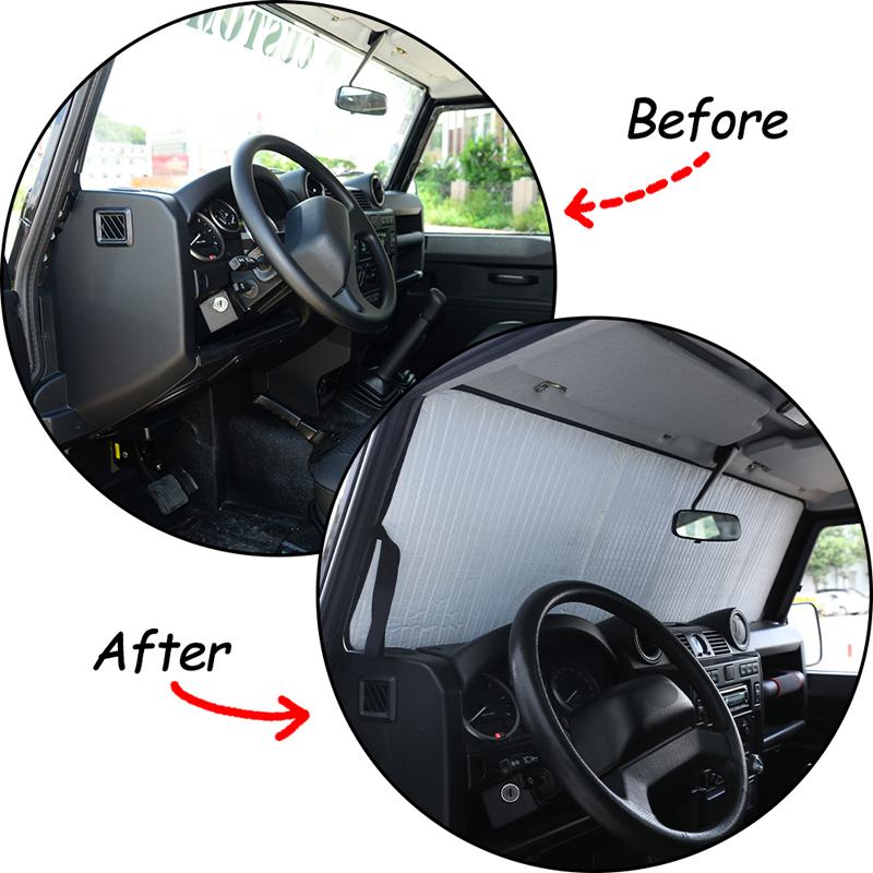 For Land Rover Defender 90 110 130 2004–2018 Car Front Windshield Sunshade UV Protection Foldable Shade Sun Protector Cover