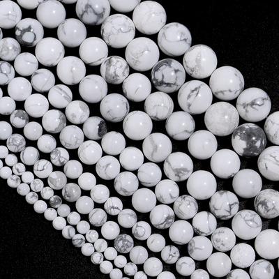 Beyaz Howlite turkuaz taş dağınık boncuklar dağınık boncuklar takı yapımı için bilezikler DIY 4-12mm