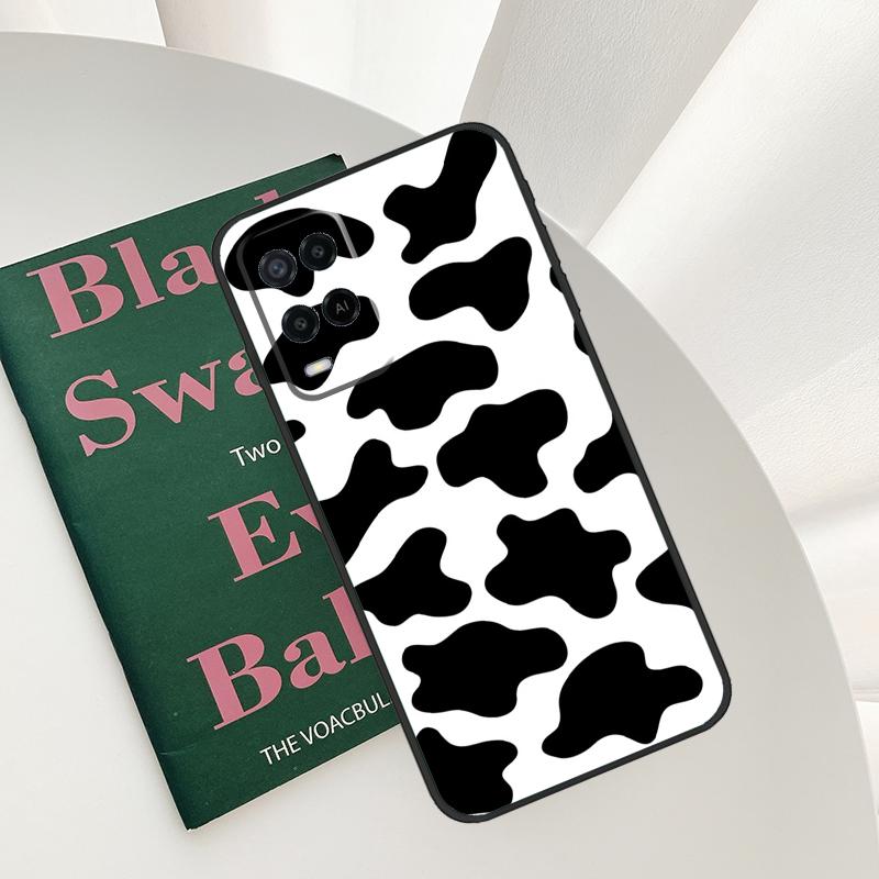 White Black Cow Print For OPPO A5 A6 Pro A15 A17 A77 A16 A76 A96 A18 A38 A58 A78 A98 A54 A74 A94 A40 A60 A80 Case
