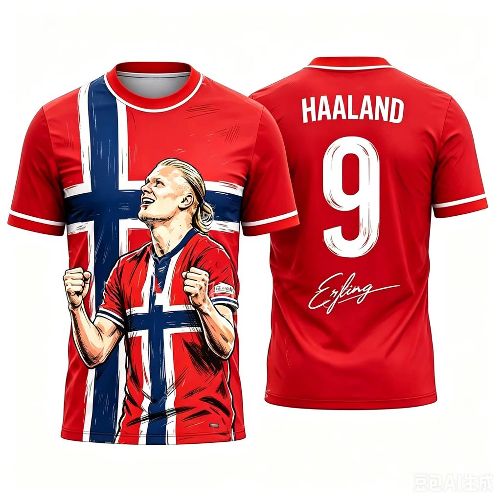 2026 Erling Haaland Č. 9 Fotbalový dres Zápasový a tréninkový set Fanouškovské dárky Letní sporty Pánské tričko Oblečení Tričko Žena