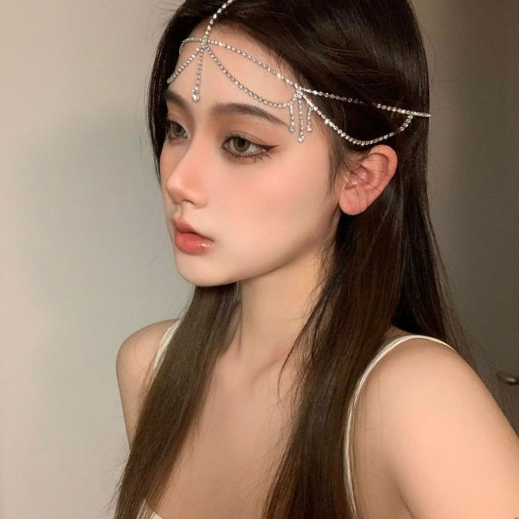 Luxurious Rhinestone Tassels Headpiece Headchain For Women With Exotic Charm And Elegant For Weddings and Parties