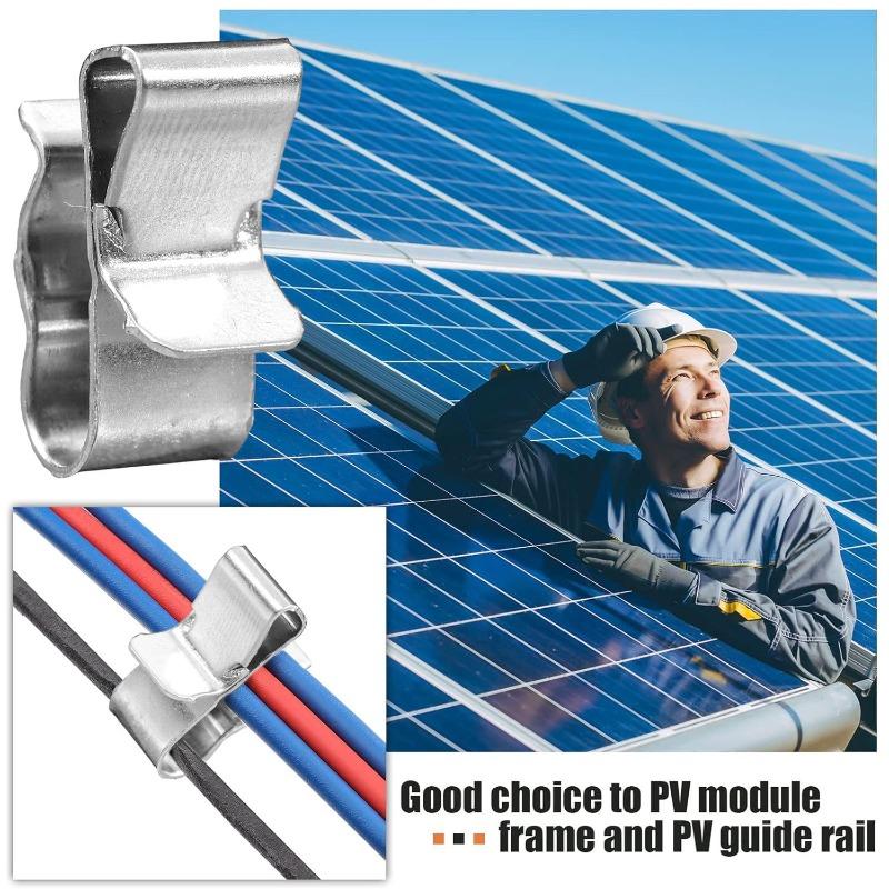 100/10 Stück Solarmodul-Kabelklemmen Edelstahl Photovoltaik-Drahtklemme für PV Solar Angelboot Anhänger Verkabelung Befestigungsklemmen