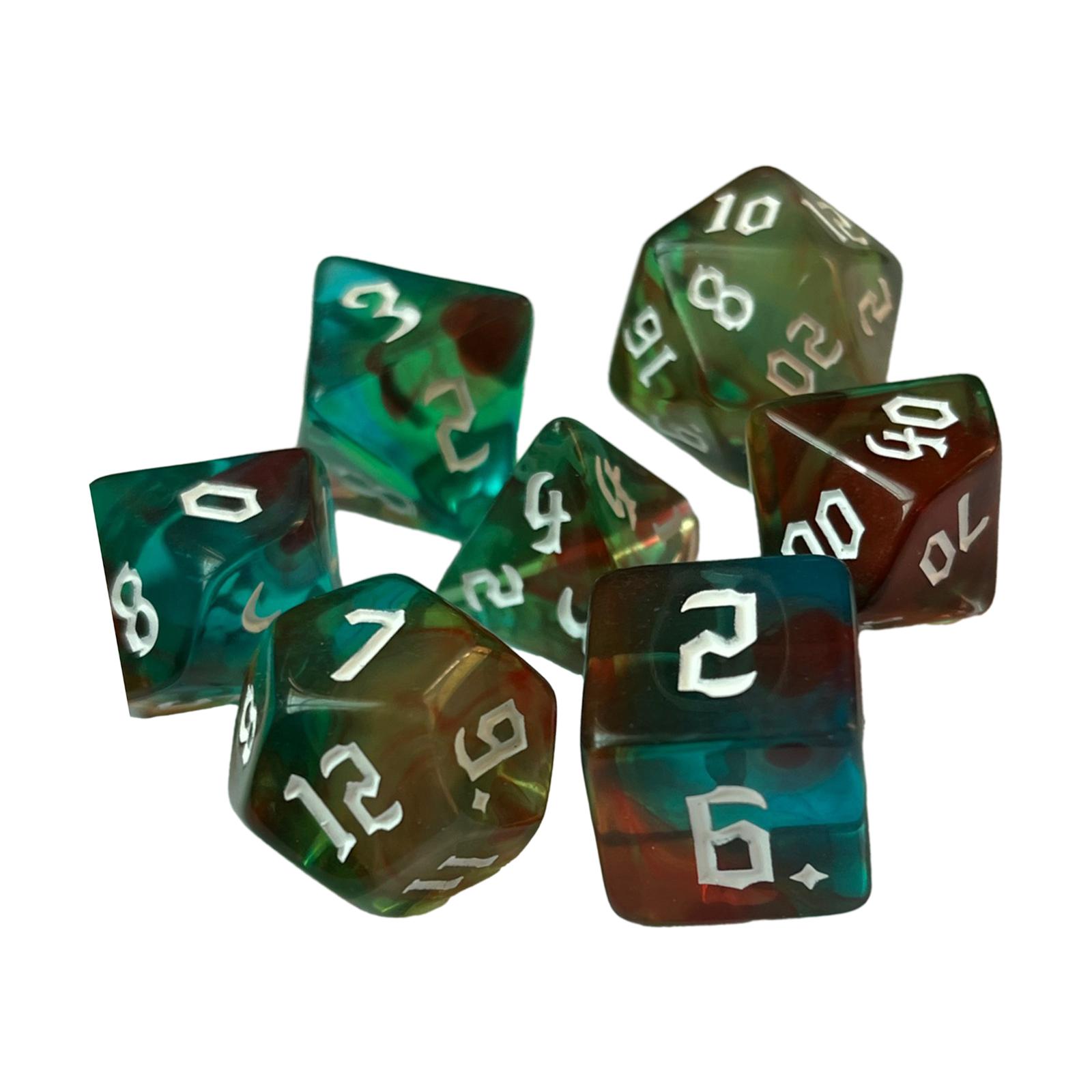 7x Double Color Polyhedral Dices Set Role Playing Game Table Board Game Acrylic Math Teaching Party Toys Multi Sides Dices
